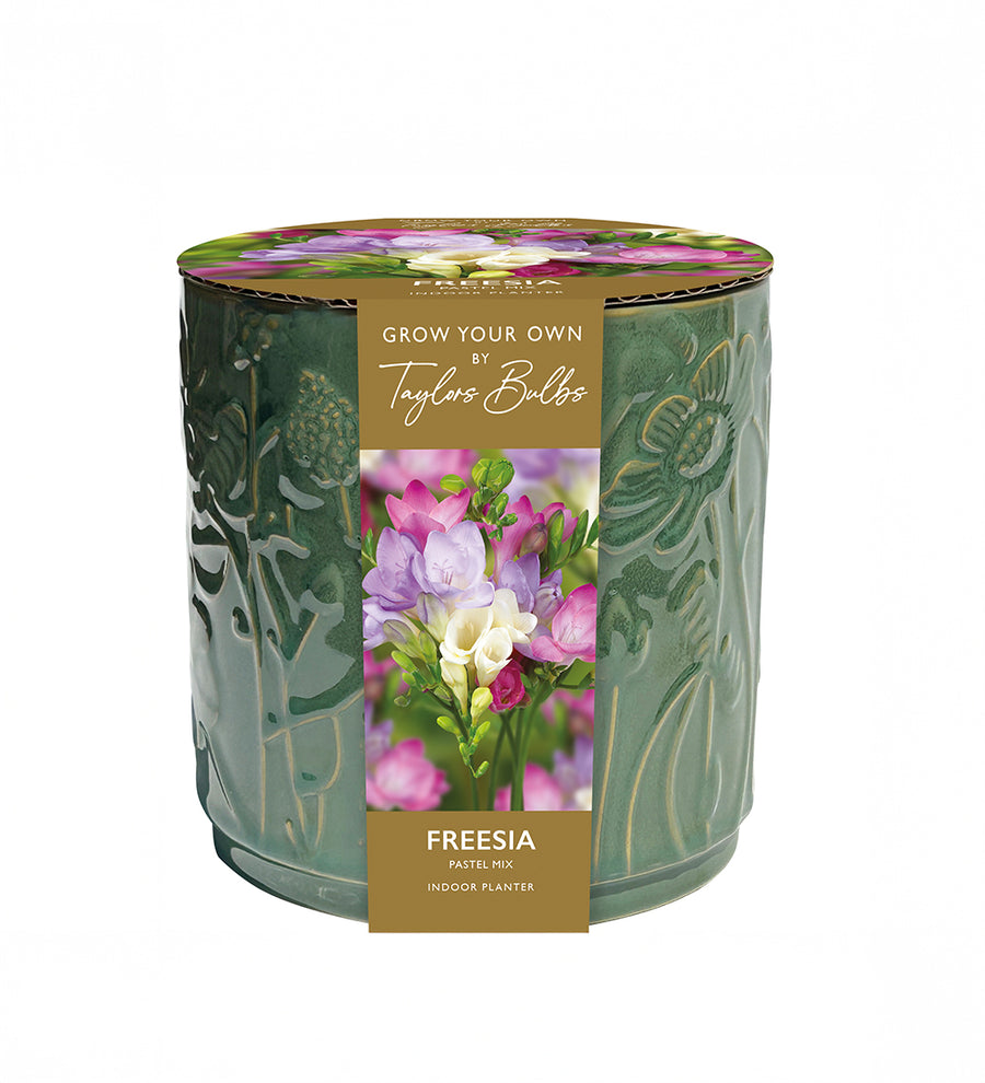 Embossed Floral Ceramic Freesia Pot