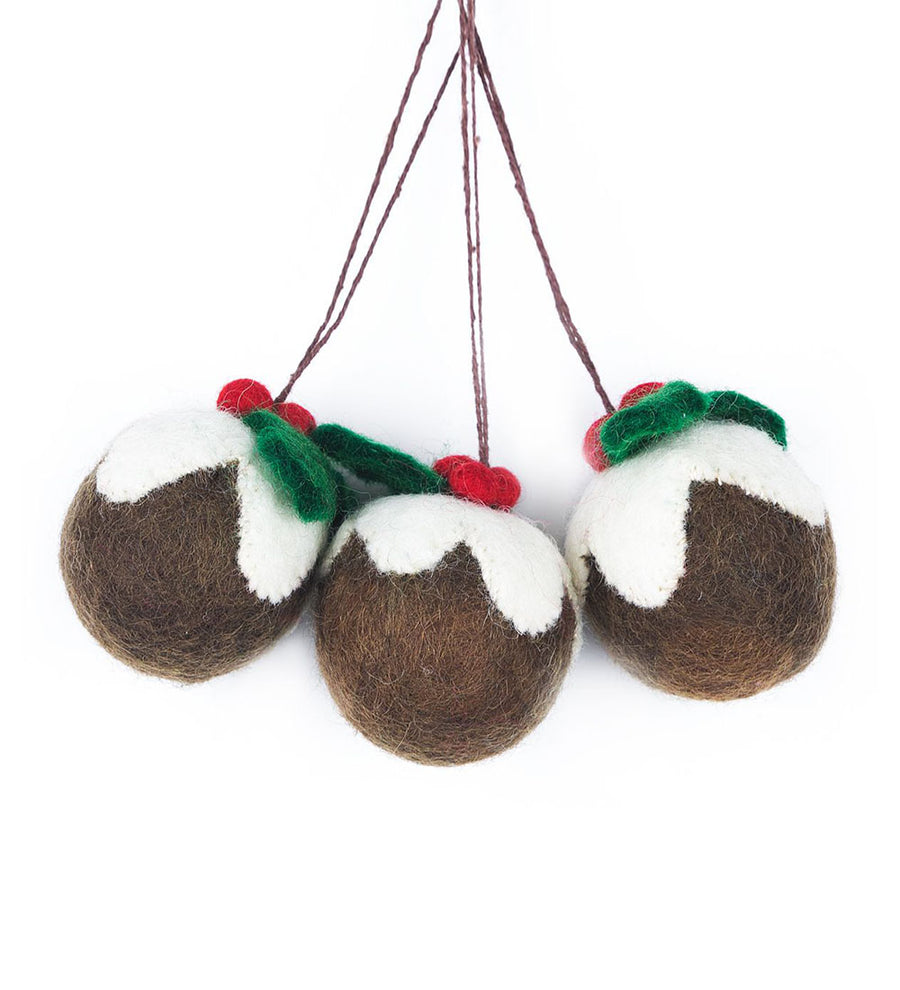 Felt Christmas Puddings Decorations